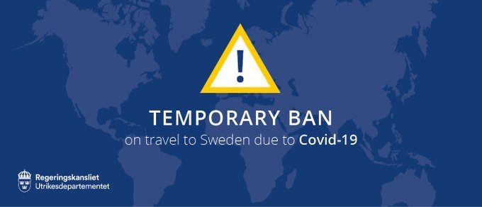 Proibição temporária de viagens à Suécia devido ao COVID-19